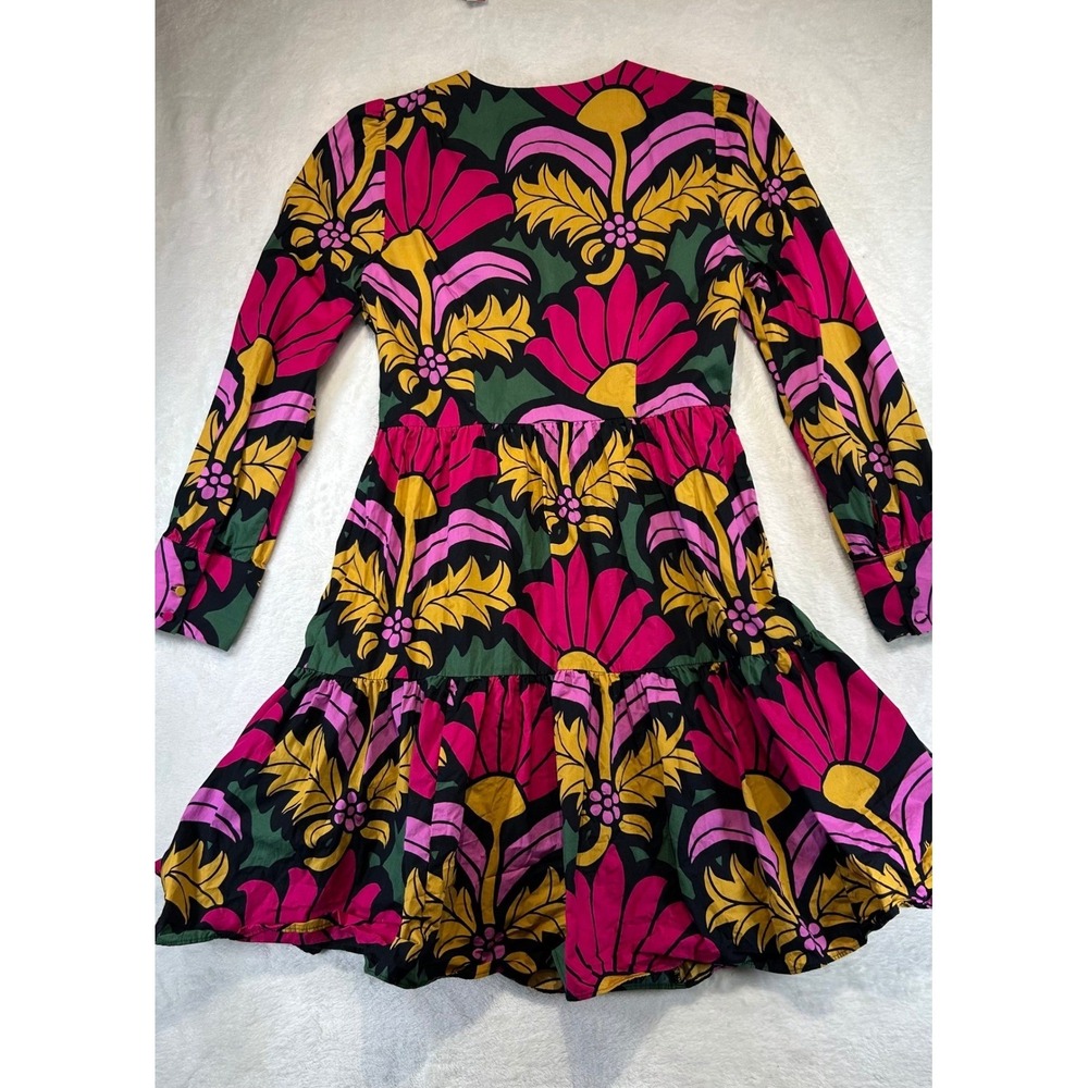 J.Crew Maximalist Retro Mod Floral Tiered Mini Dress 6 Cotton Tropical Yellow - Picture 7 of 10